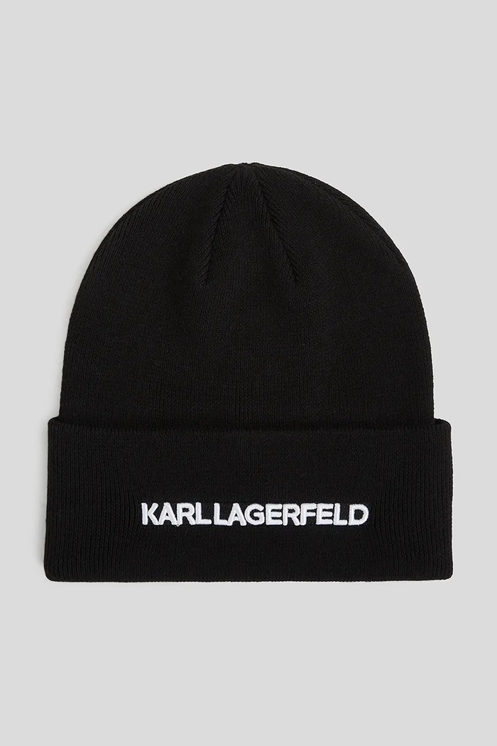 Čiapka Karl Lagerfeld K/ESSENTIAL stredne hrubá čierna A3W33143