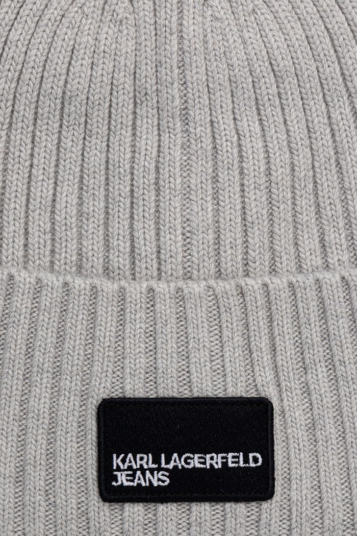Karl Lagerfeld Jeans Čepice dámská s příměsí kašmíru A3W33111 šedá AW25