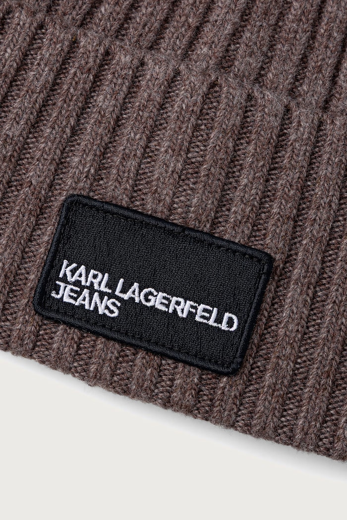 Karl Lagerfeld Jeans Czapka damska z dodatkiem kaszmiru A3W33111 brązowy AW25