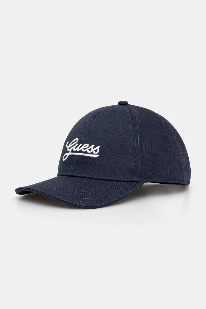 Памучна шапка с козирка Guess памук тъмносин AW5362.COT01