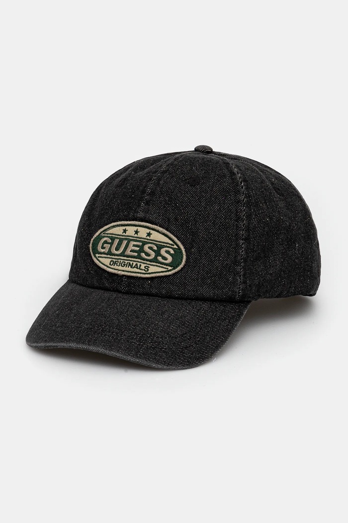 Τζιν καπέλο μπέιζμπολ Guess Originals VINTAGE απλικέ μαύρο M5YZ05.WHGF0