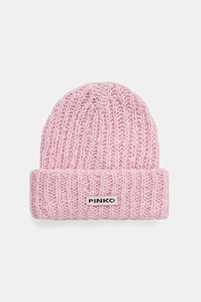 Pinko czapka z wełną średniej grubości różowy 105989.A2Z2