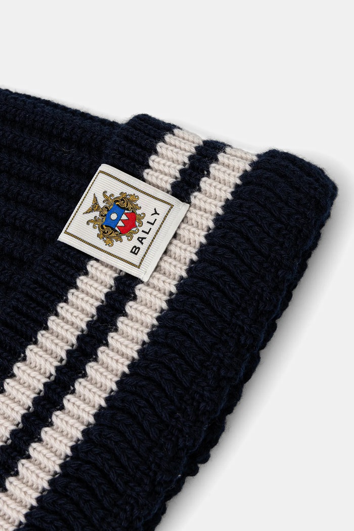 Vlnená čiapka Bally WHA02D tmavomodrá AW25