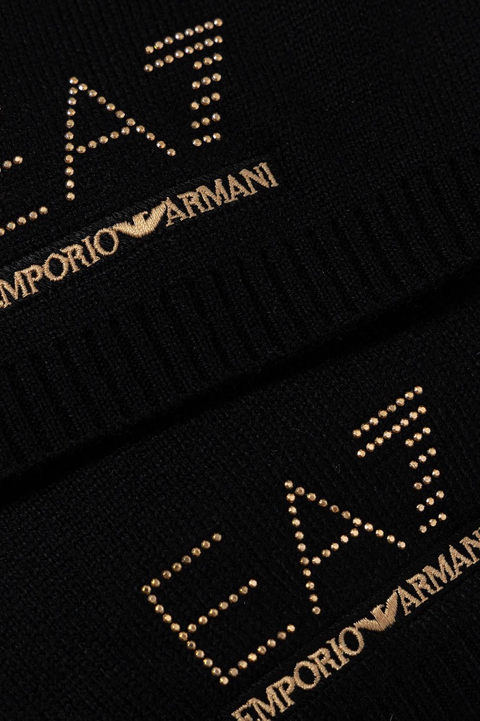 EA7 Emporio Armani czapka i szalik z domieszką wełny czarny AF16843.7W000717