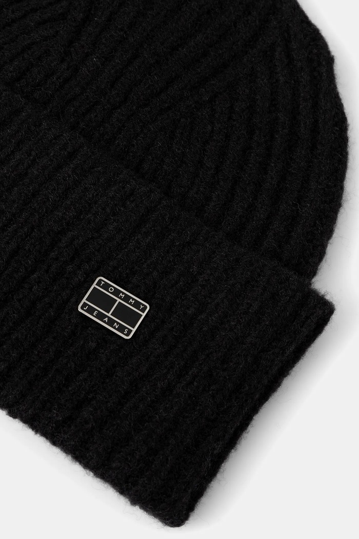 Čiapka s prímesou vlny Tommy Jeans AW0AW17905 čierna NC25