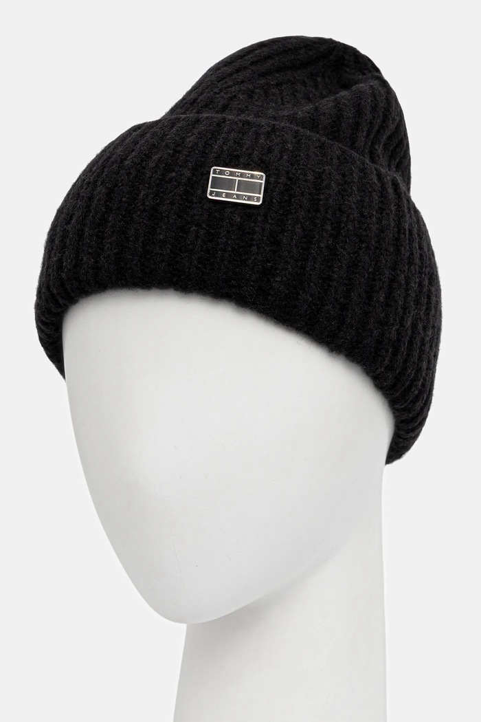 Doplnky Čiapka s prímesou vlny Tommy Jeans AW0AW17905 čierna