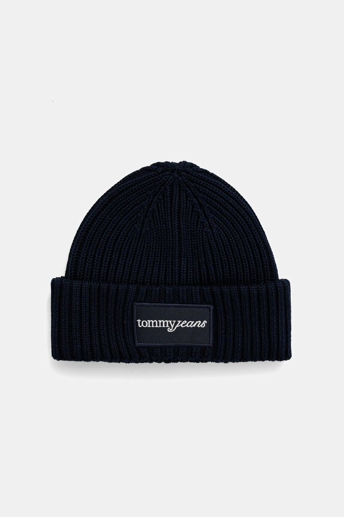 Tommy Jeans căciulă din bumbac imprimeu bleumarin AW0AW17909
