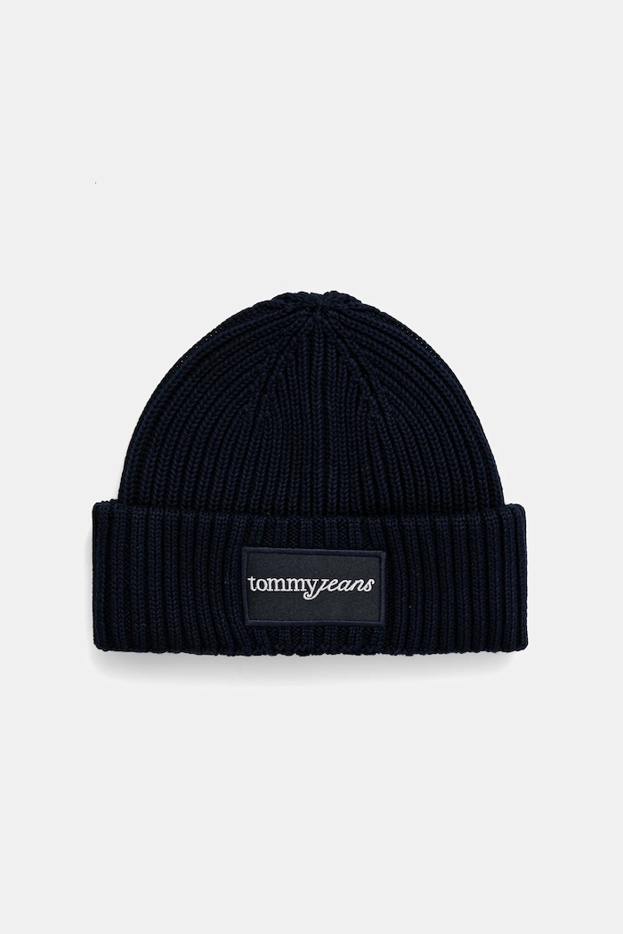 Tommy Jeans căciulă din bumbac imprimeu bleumarin AW0AW17909
