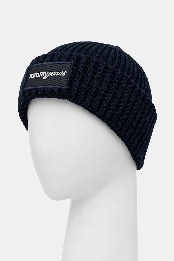Tommy Jeans căciulă din bumbac AW0AW17909 bleumarin AW25