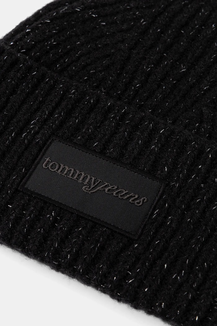 Čiapka s prímesou vlny Tommy Jeans AW0AW17984 čierna NC25