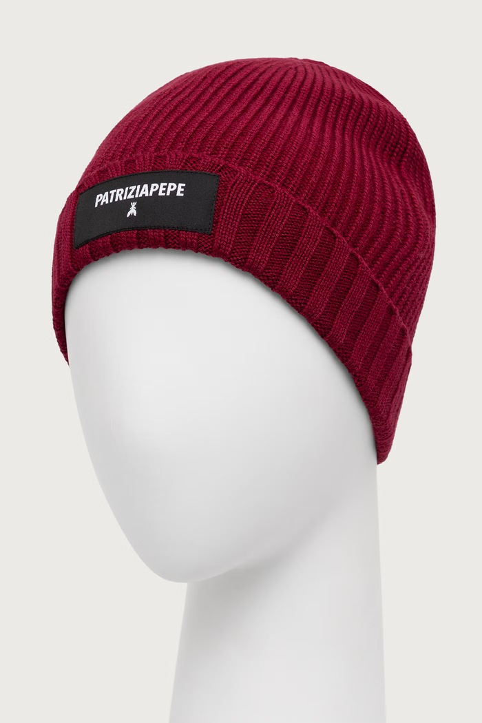 Patrizia Pepe beanie pentru femei 2F0111.K9O3A burgundia AW25