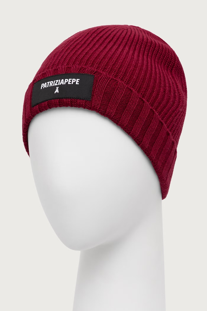 Patrizia Pepe beanie pentru femei 2F0111.K9O3A burgundia AW25