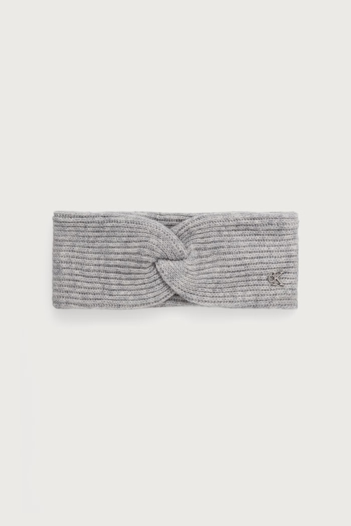 Calvin Klein Opaska na głowę damska z wełną szary LV04F8039G