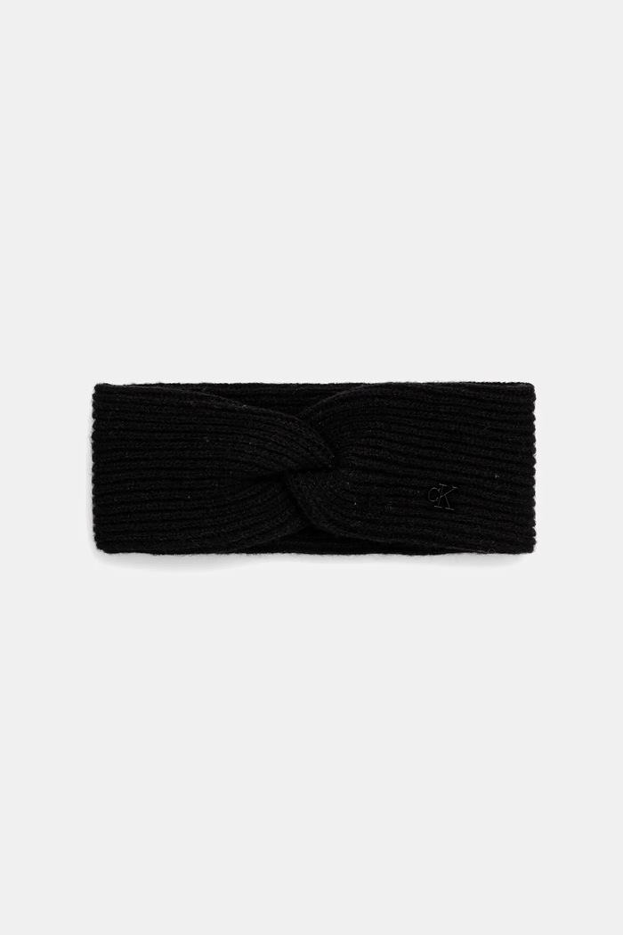 Calvin Klein opaska na głowę z dodatkiem wełny z domieszką wełny czarny LV04F8039G