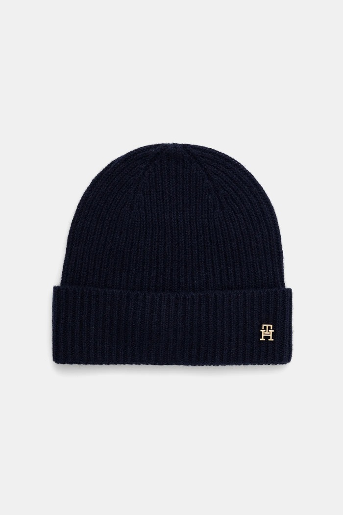 Tommy Hilfiger căciulă de cașmir uni bleumarin AW0AW17772