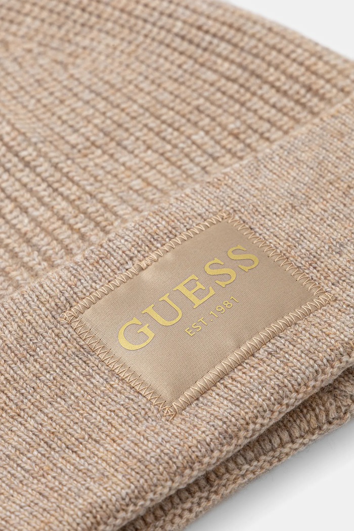 Guess czapka z dodatkiem wełny BRENTON AW5436.POL03 beżowy NC25