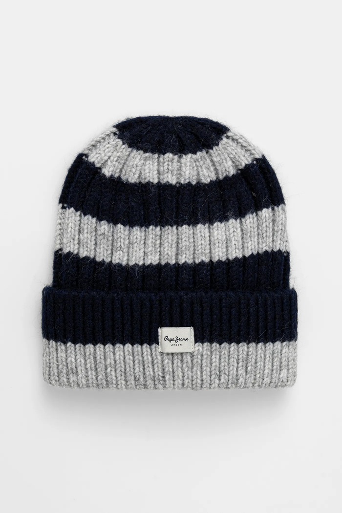 Čiapka Pepe Jeans stredne hrubá tmavomodrá PL0400003