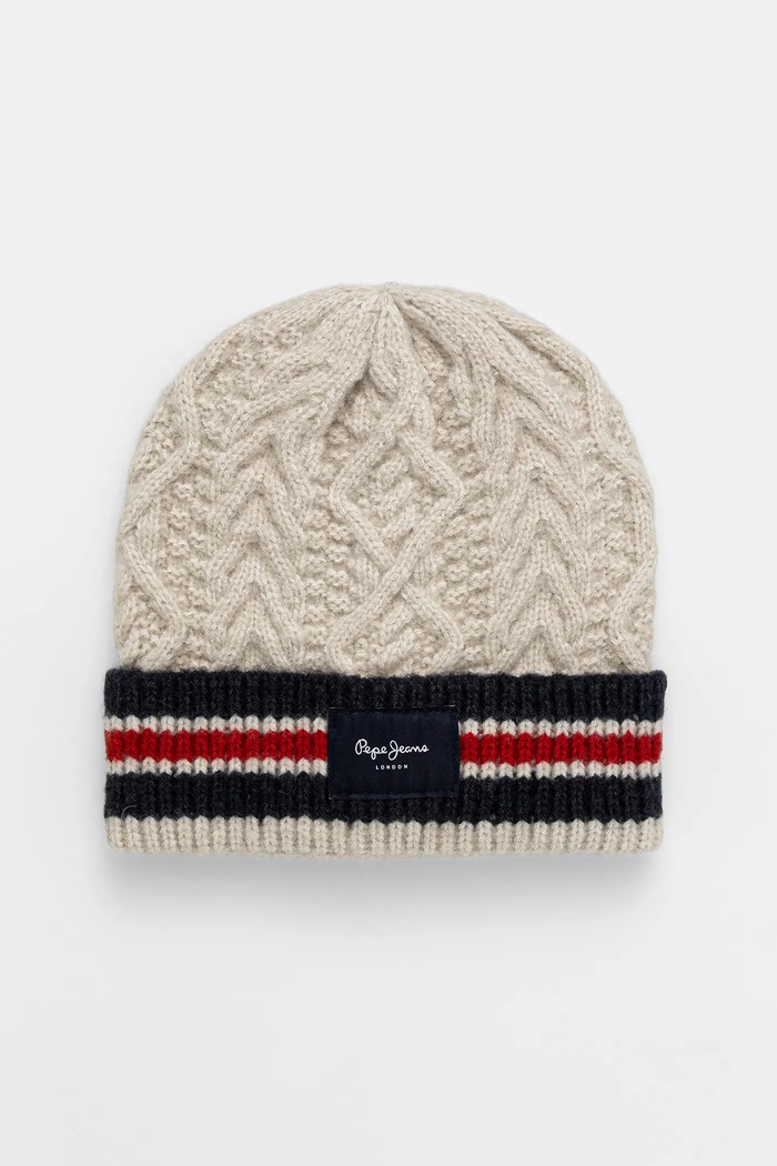 Pepe Jeans căciulă cu modele bej PL0400002