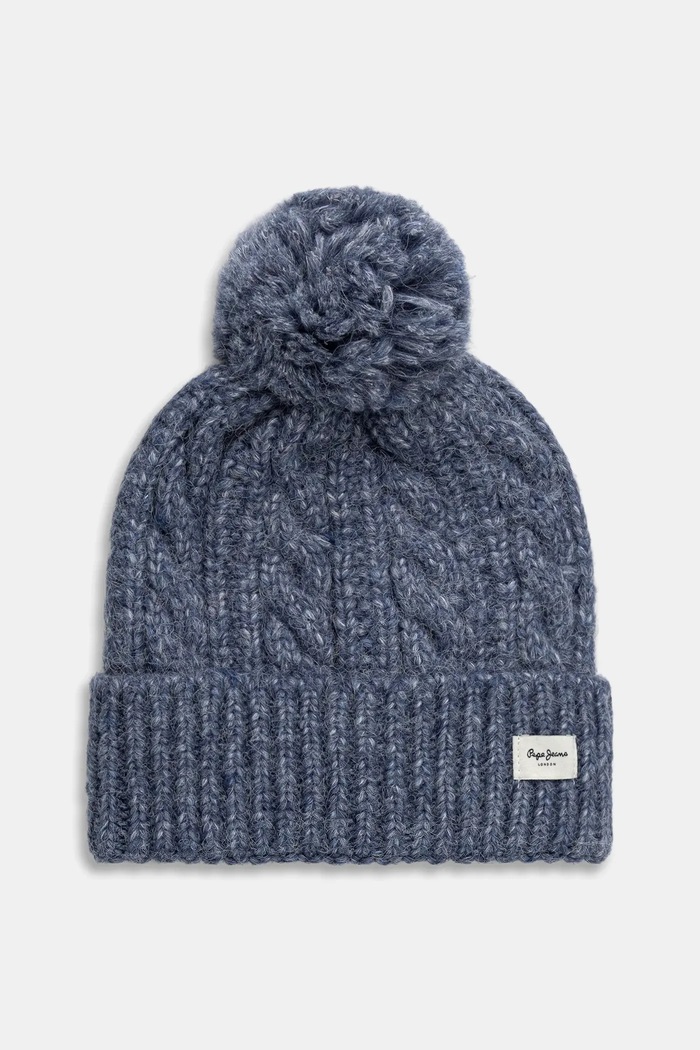 Pepe Jeans czapka z domieszką wełny z domieszką wełny niebieski PL0400004