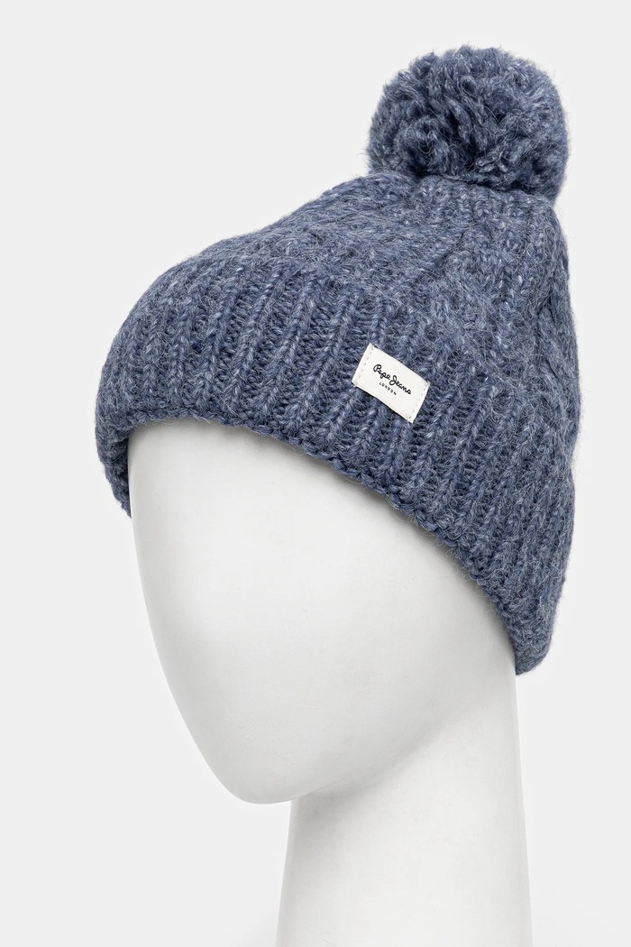 Pepe Jeans czapka z domieszką wełny PL0400004 niebieski AW25