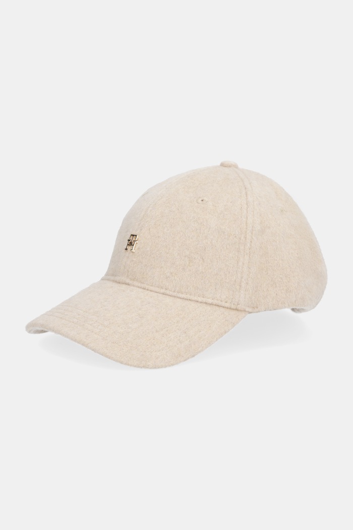 Tommy Hilfiger czapka z daszkiem wełniana aplikacja beżowy AW0AW17773
