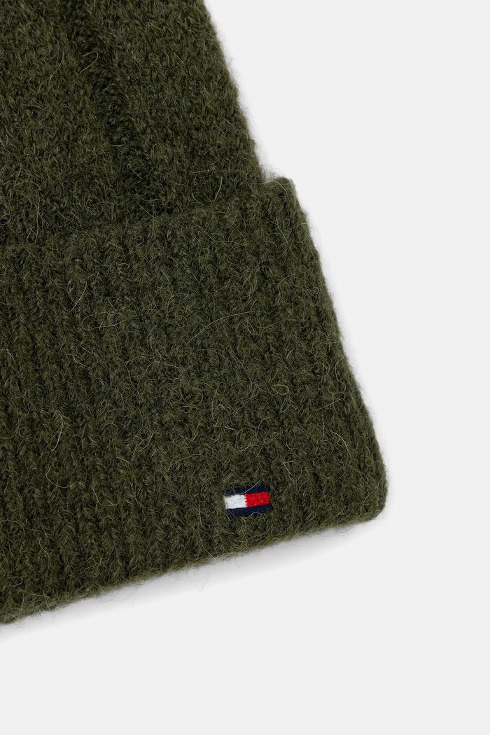 Čiapka s prímesou vlny Tommy Hilfiger AW0AW17779 zelená AW25