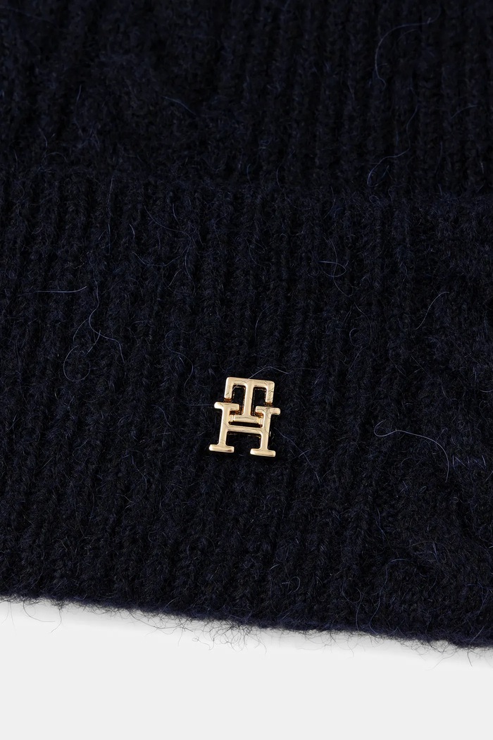 Čepice s příměsí vlny Tommy Hilfiger AW0AW17784 námořnická modř AW25