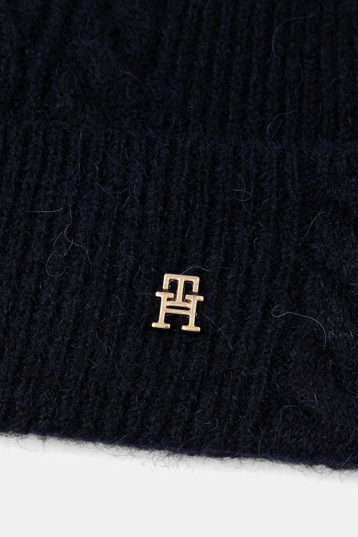 Čepice s příměsí vlny Tommy Hilfiger AW0AW17784 námořnická modř AW25