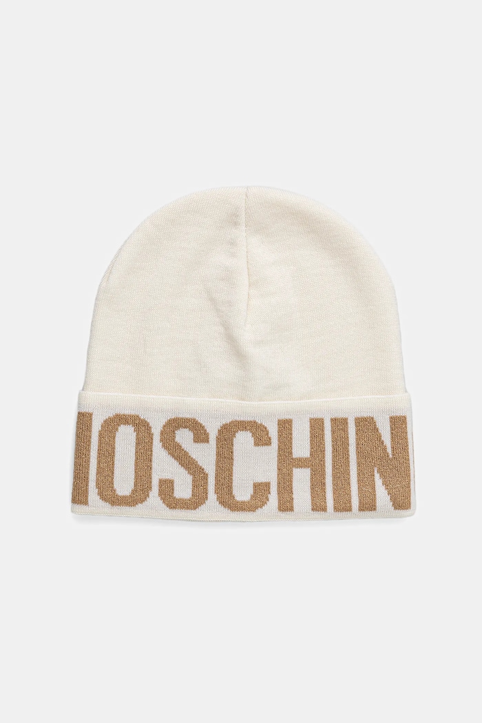 Vlnená čiapka Moschino stredne hrubá béžová M3349.65457