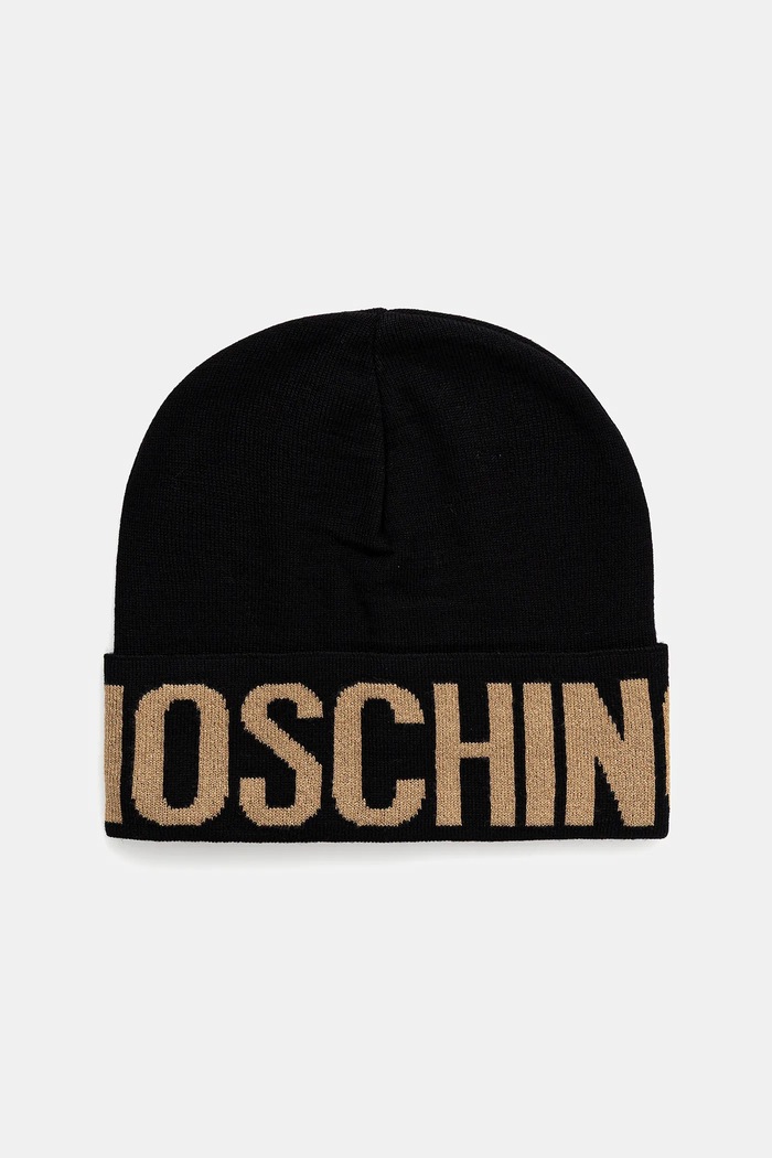 Moschino căciulă de lână cu modele negru M3349.65457