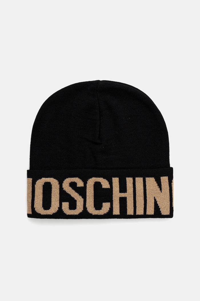 Moschino căciulă de lână cu modele negru M3349.65457