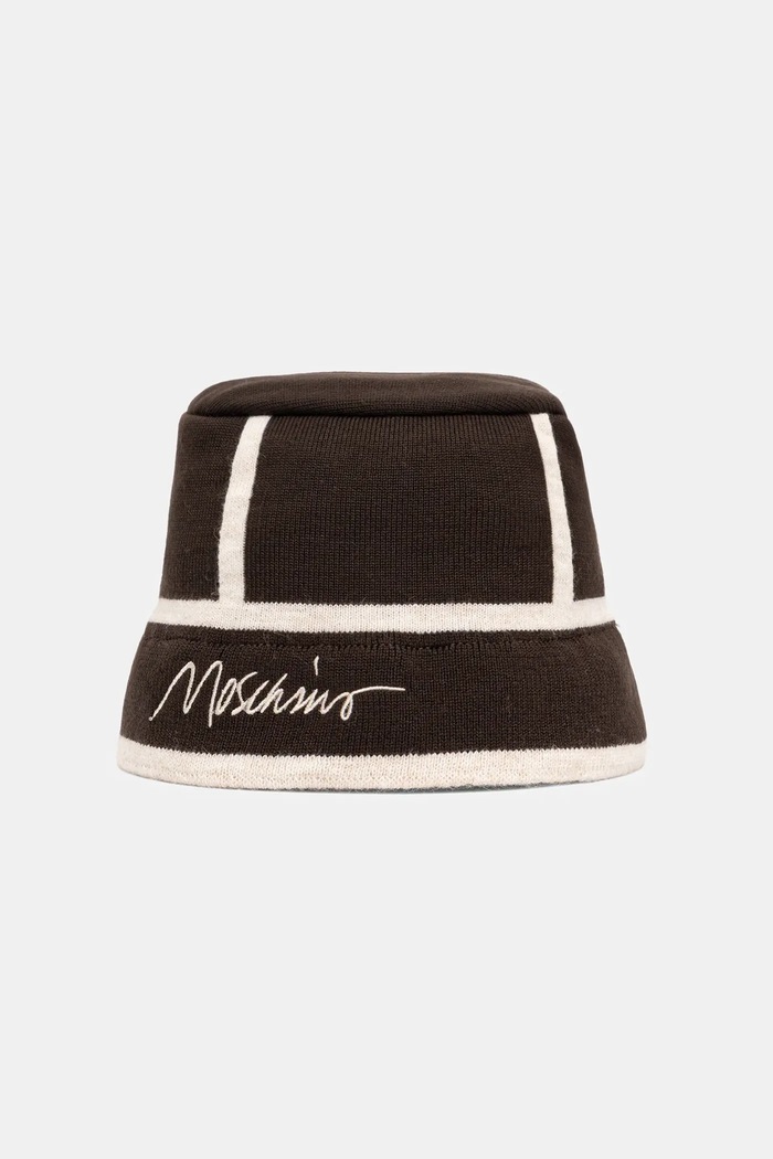 Καπέλο με μαλλί Moschino με προσθήκη μαλλιού καφέ M3353.65460