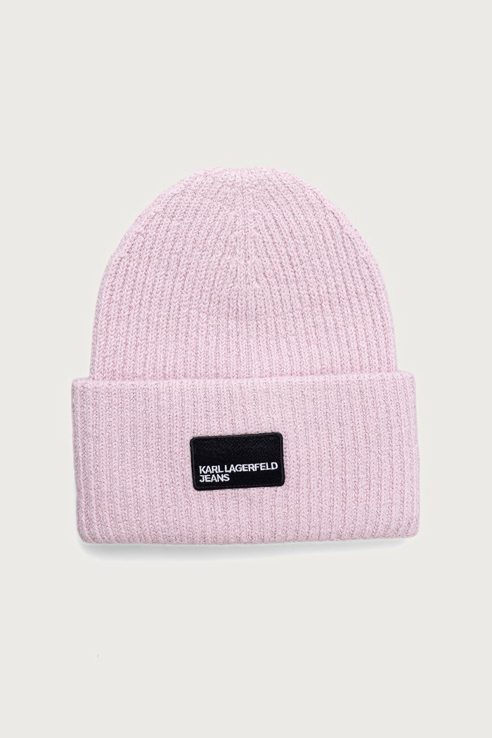 Karl Lagerfeld Jeans Beanie kapa z dodatkom volne roza A4W33079