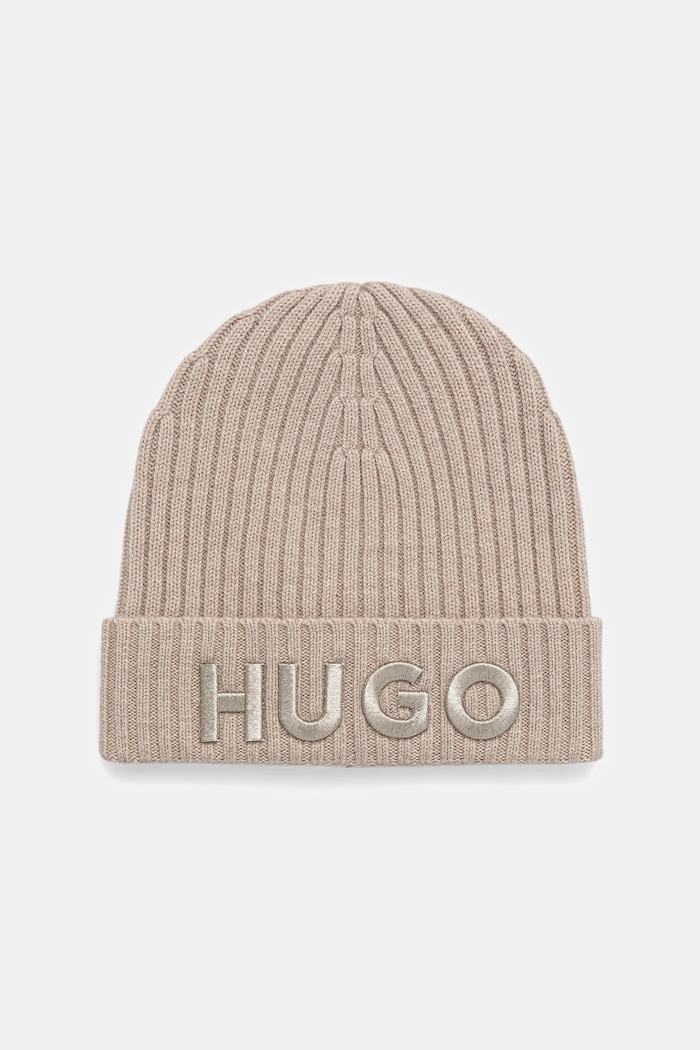 Vlnená čiapka HUGO Unisex X 565-3 vlna béžová 50524129