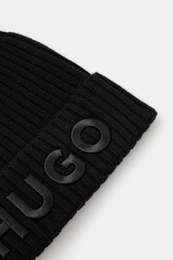 HUGO Vlnená čiapka HUGO Unisex X 565-3 50524129 čierna AW25