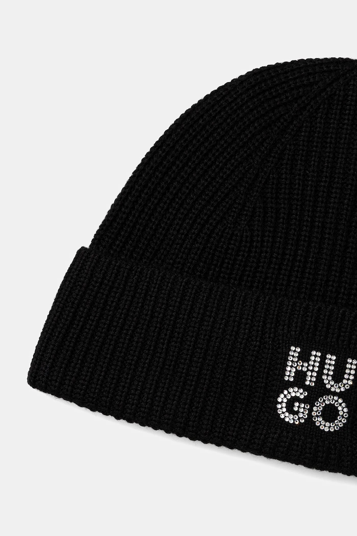 Σκουφάκι με προσθήκη μαλλιού HUGO Bashinah 50548732 μαύρο AW25