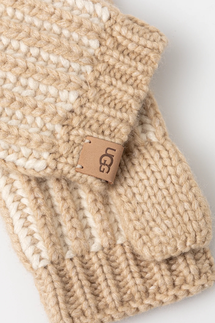 Čiapka a palčiaky z vlnenej zmesi UGG CHUNKY 103605 béžová