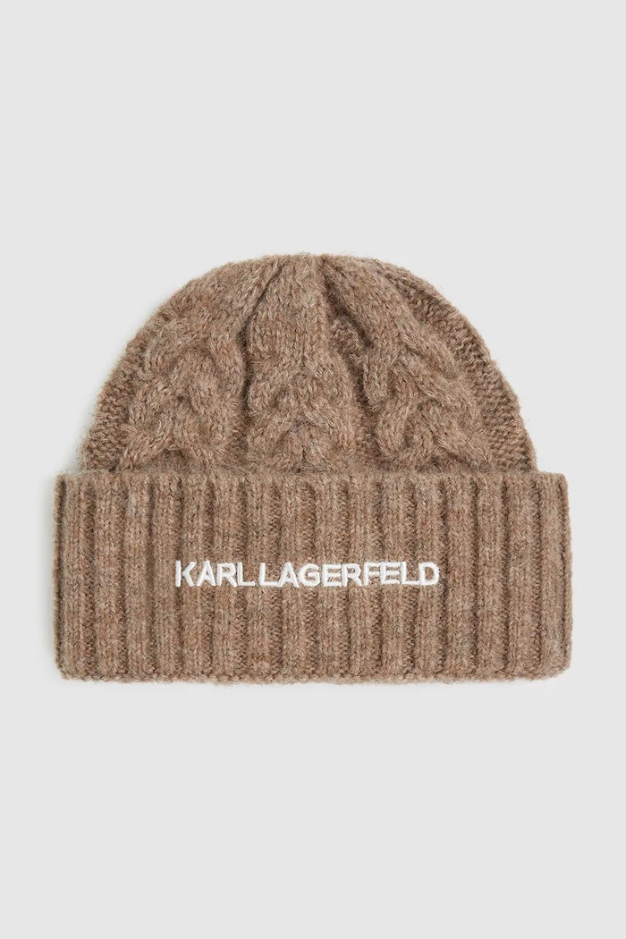 Čiapka Karl Lagerfeld K/ESSENTIAL s prímesou vlny béžová A4W33012