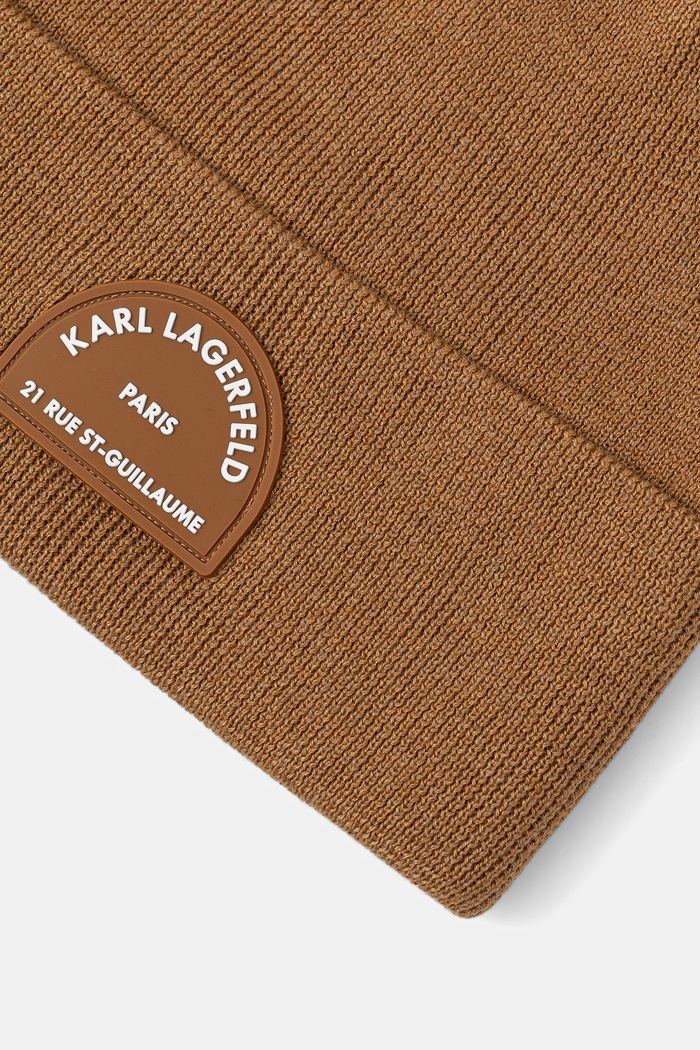 Akcesoria Karl Lagerfeld czapka z domieszką wełny K/RSG A4W33107 brązowy