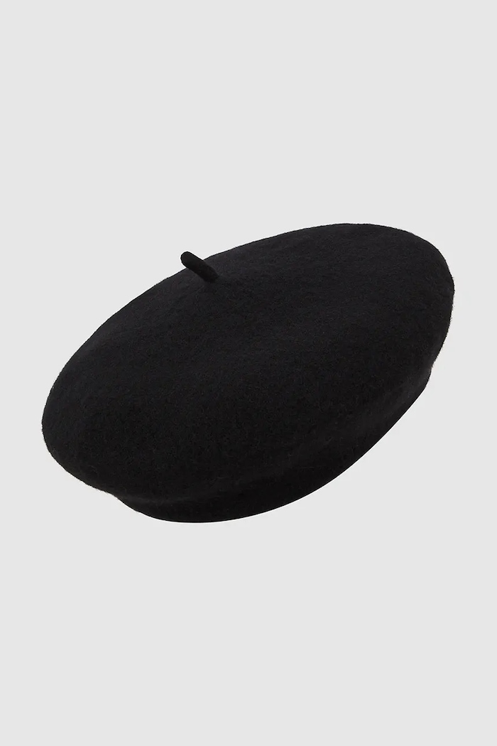 Vlnená baretka Karl Lagerfeld K/AUTOGRAPH A4W33002 čierna SS26