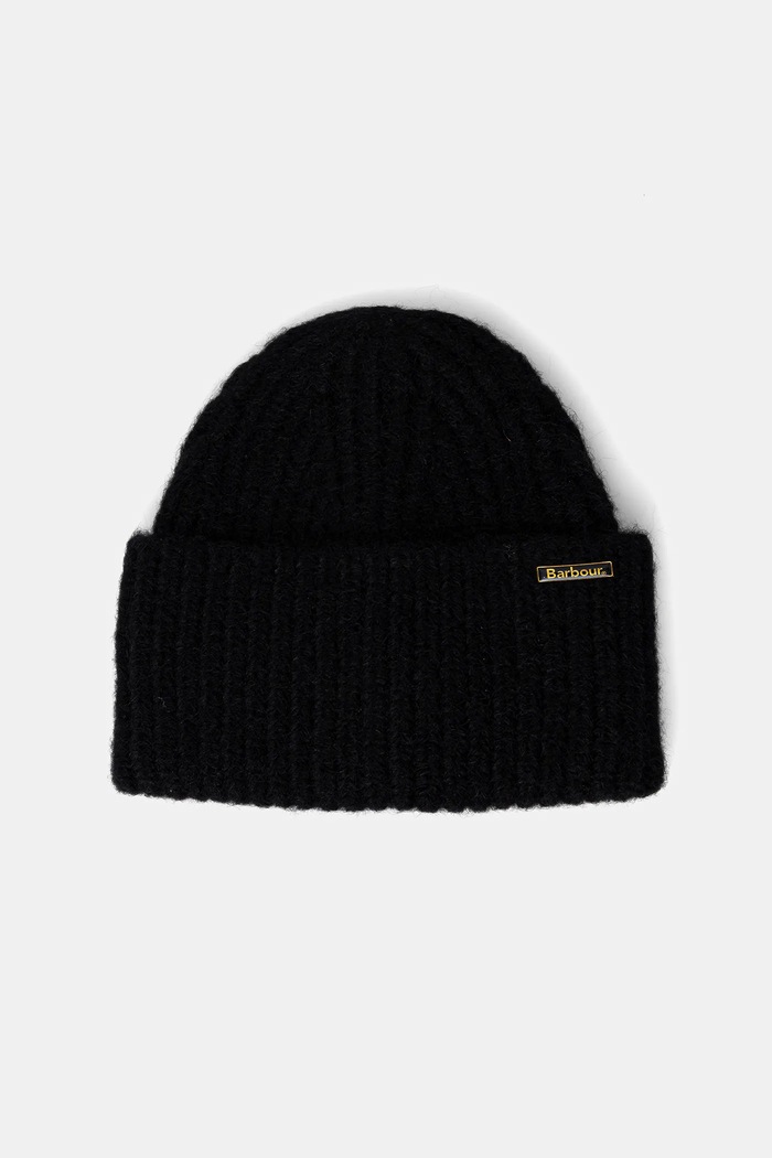 Čiapka Barbour Meryl Beanie hrubá čierna LHA0609