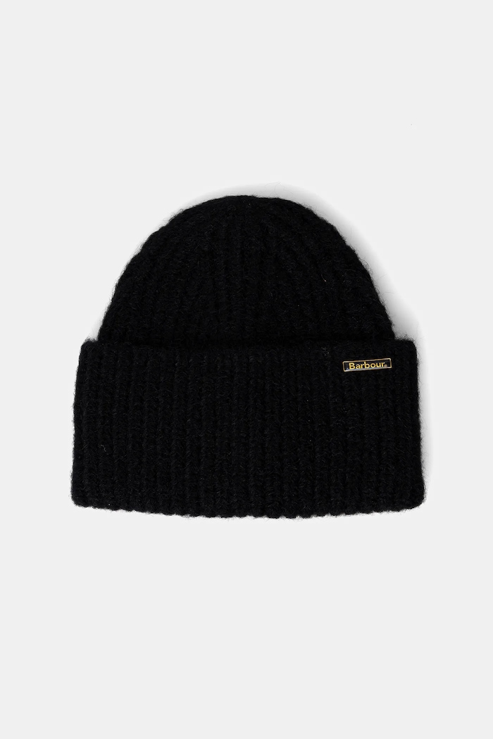 Čiapka Barbour Meryl Beanie hrubá čierna LHA0609