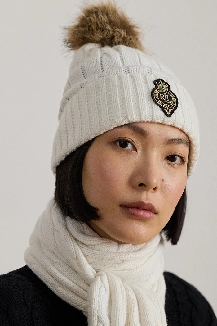 Αξεσουάρ Σκουφάκι με προσθήκη μαλλιού Lauren Ralph Lauren 454P04455 μπεζ