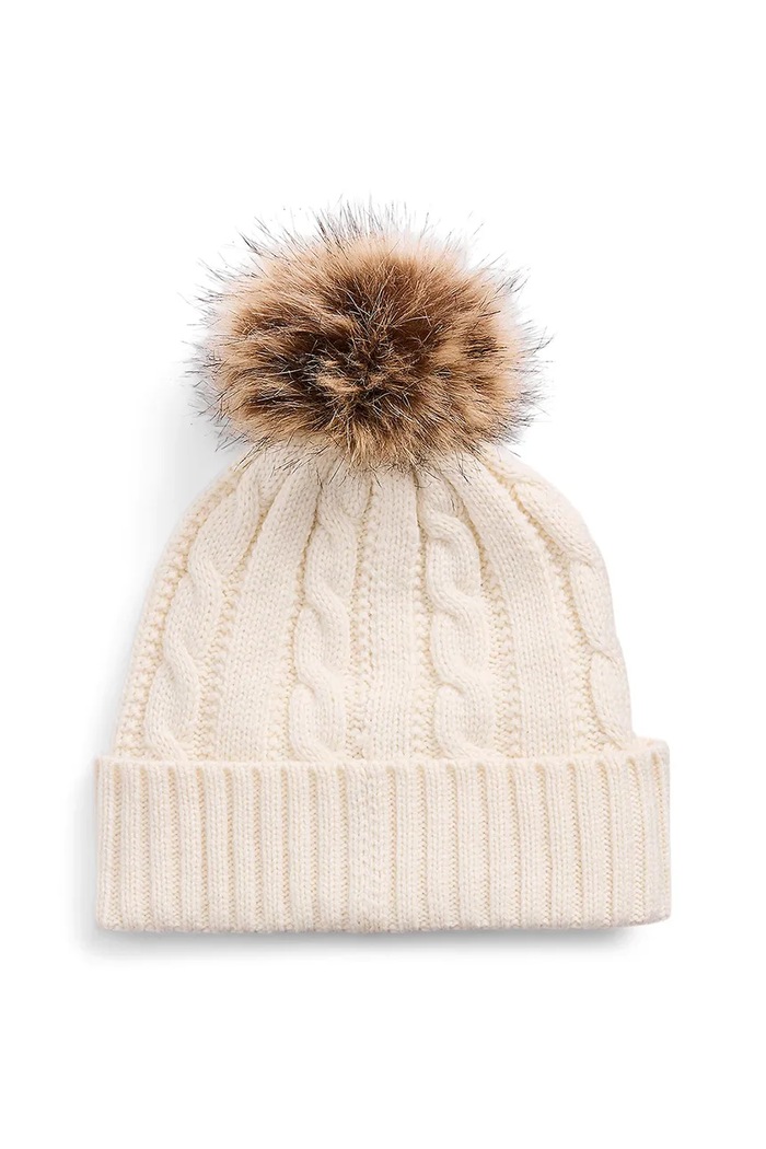 Σκουφάκι με προσθήκη μαλλιού Lauren Ralph Lauren 454P04455 μπεζ AW25