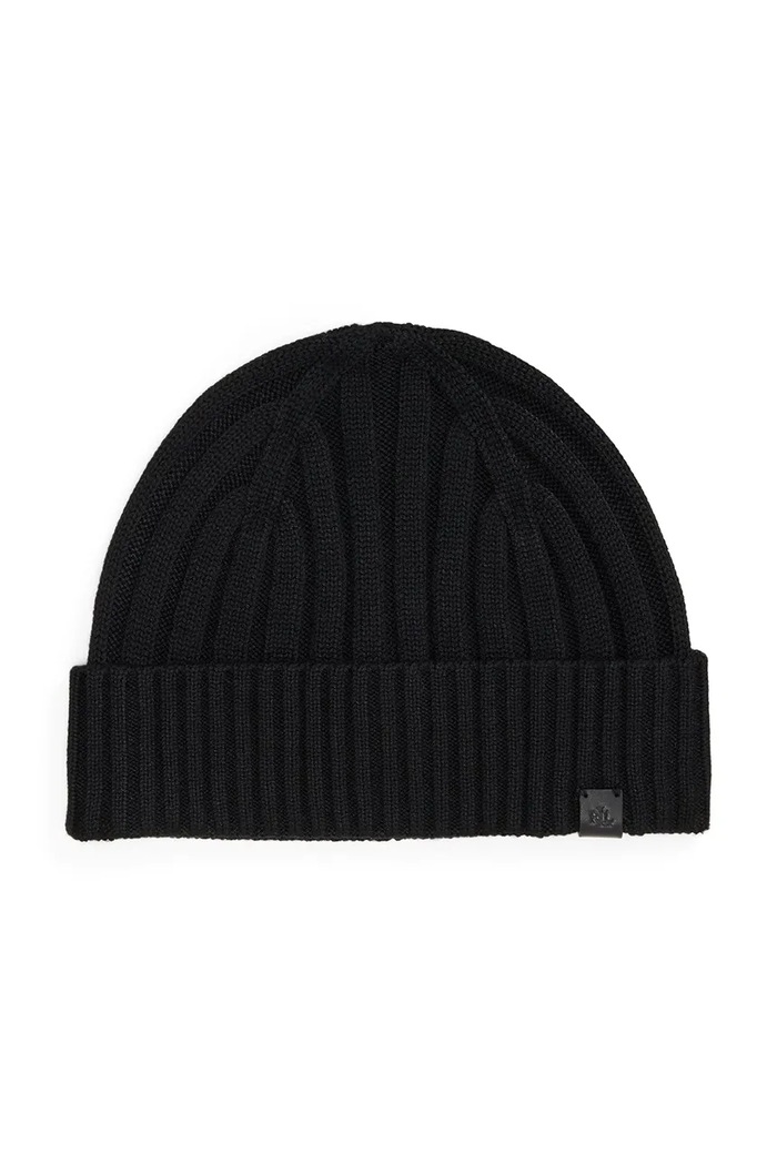 Čiapka s prímesou vlny Lauren Ralph Lauren stredne hrubá čierna 454P04462