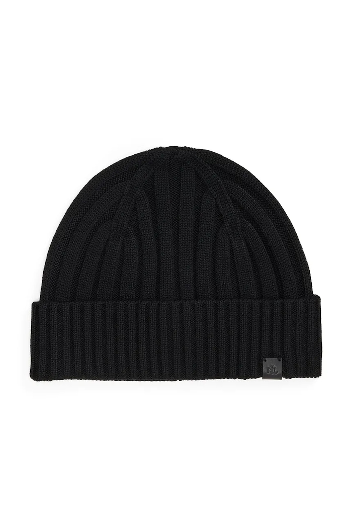 Čiapka s prímesou vlny Lauren Ralph Lauren stredne hrubá čierna 454P04462