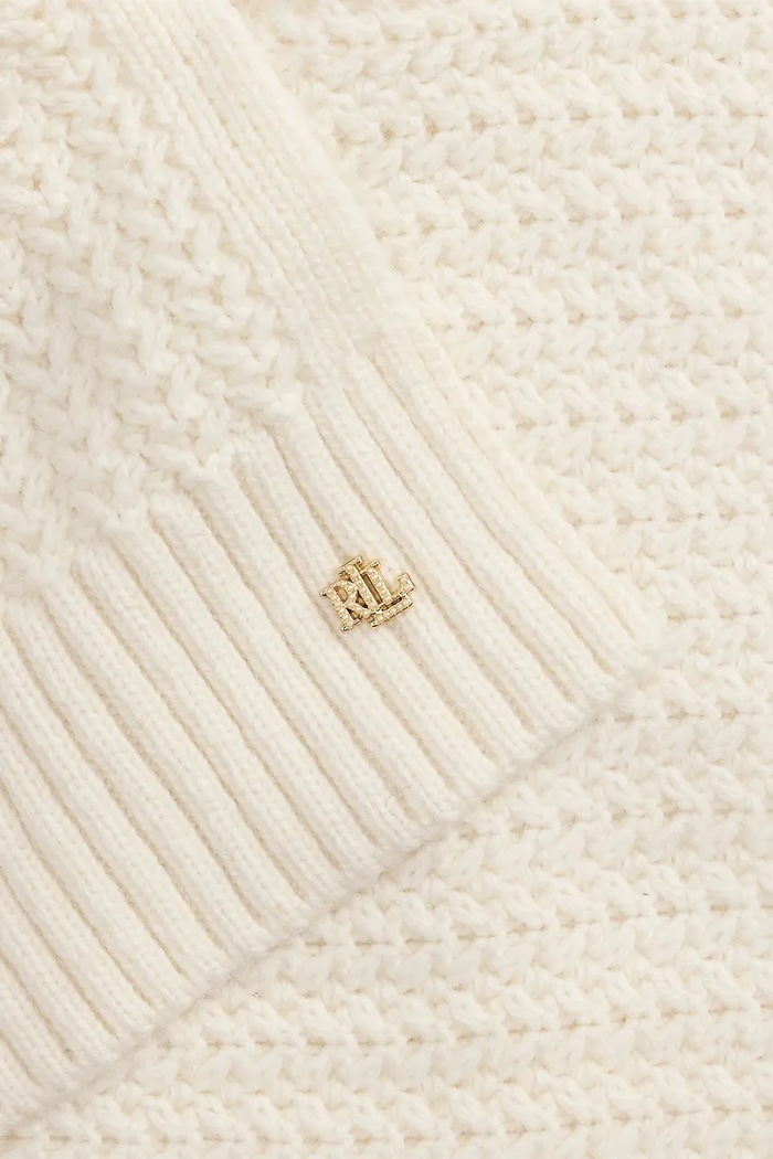 Čiapka a šál s prímesou vlny Lauren Ralph Lauren 454P04471 béžová AW25