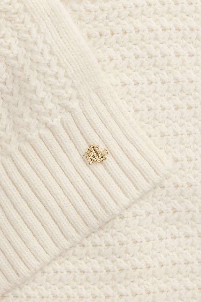 Čiapka a šál s prímesou vlny Lauren Ralph Lauren 454P04471 béžová AW25