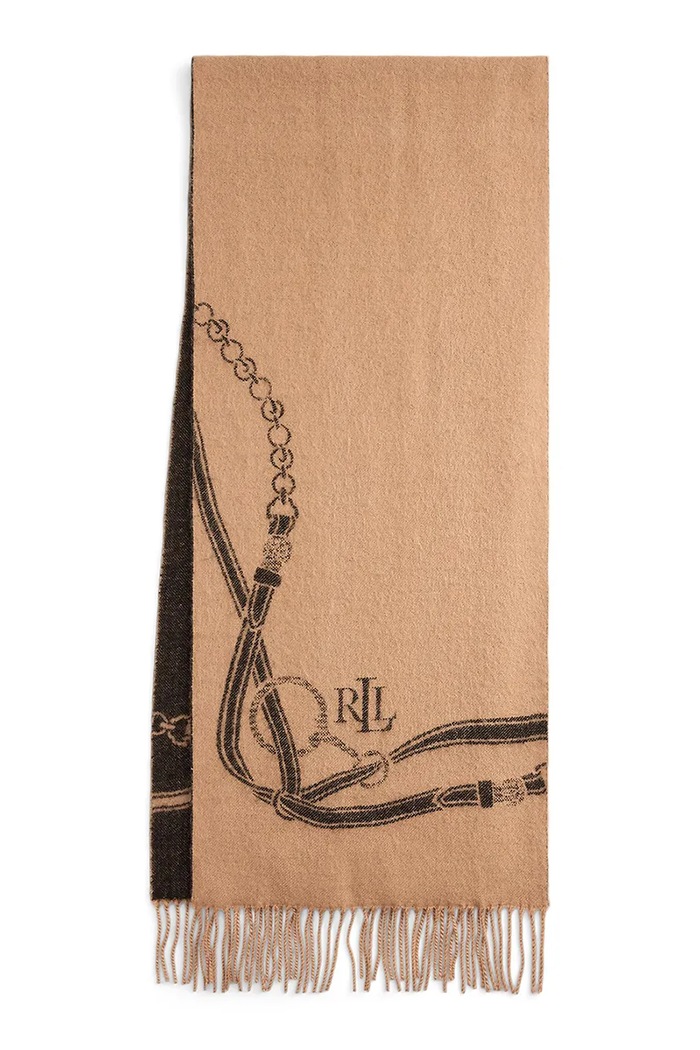 Lauren Ralph Lauren czapka i szalik z domieszką wełny 454P04494 beżowy AW25