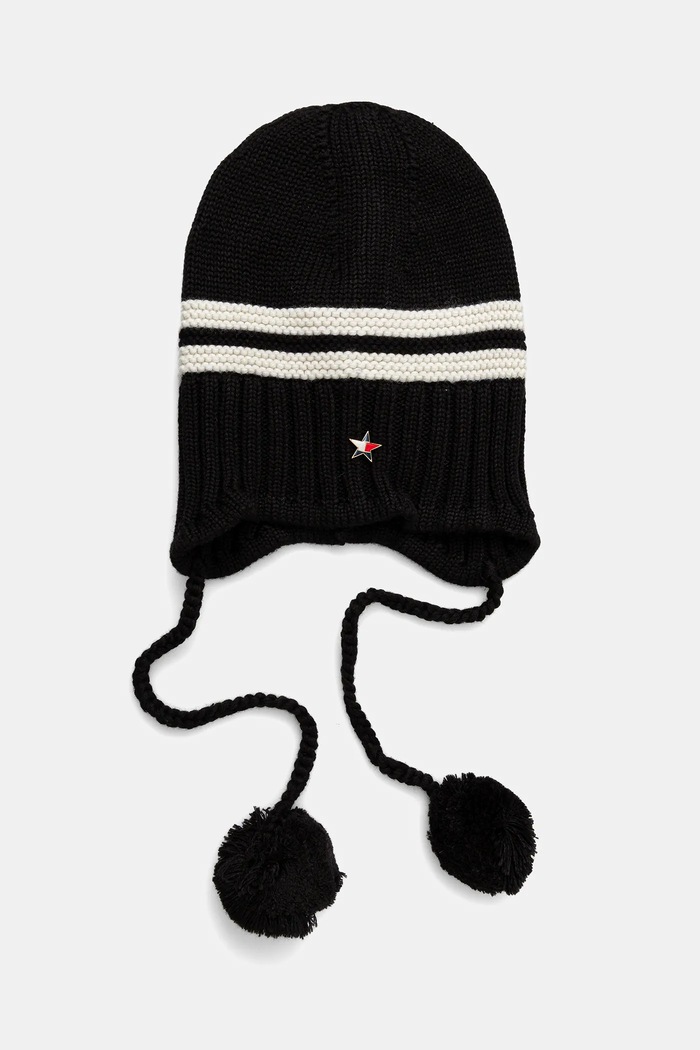 Čiapka s prímesou vlny Tommy Jeans stredne hrubá čierna AW0AW18311